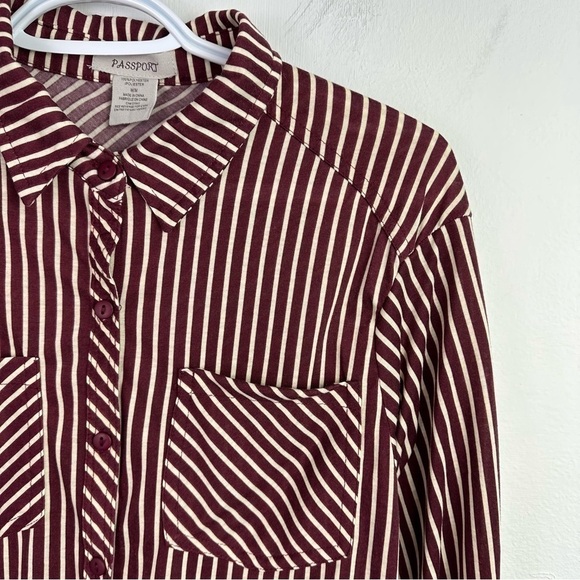 Passport Striped Button Down Collar Cuffed Shirt M - Picture 3 of 6
